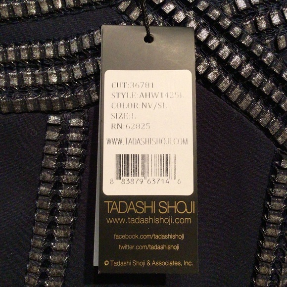 Tadashi Shoji boat neck silver threaded gown - Picture 7 of 14